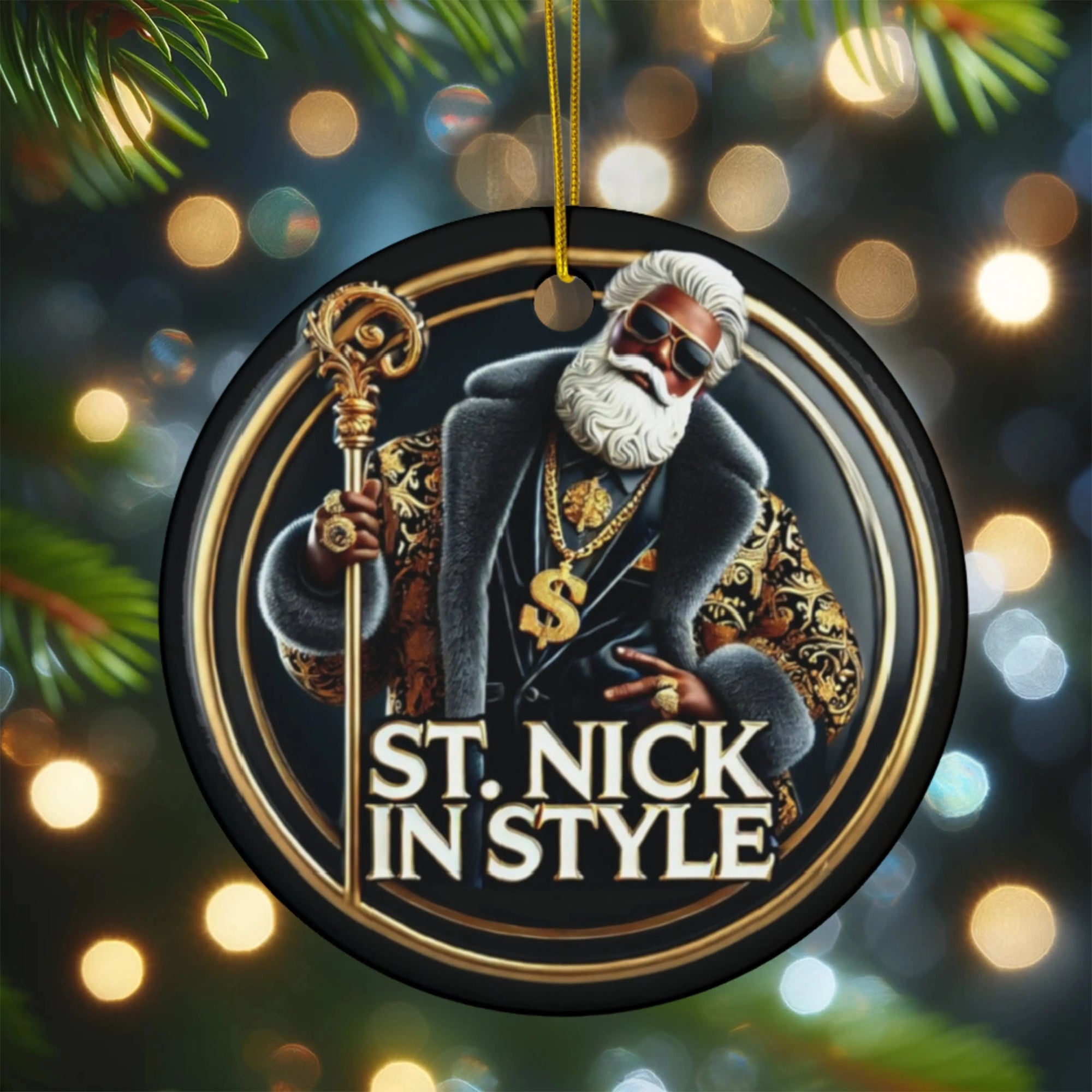 Ceramic Ornament - St Nick In Style Christmas Tree Decor