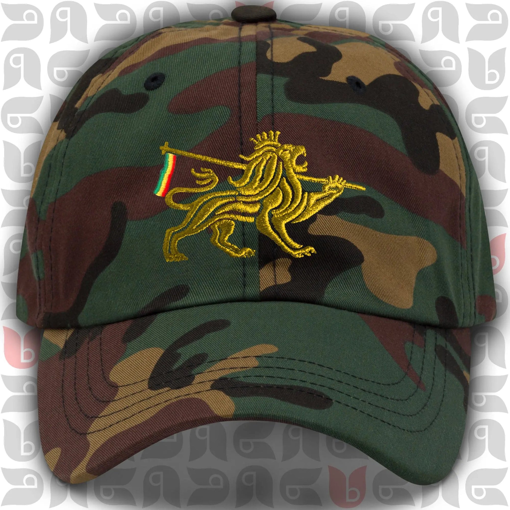 Lion of Judah Royal Crest Dad Hat – Gold Embroidery Front View