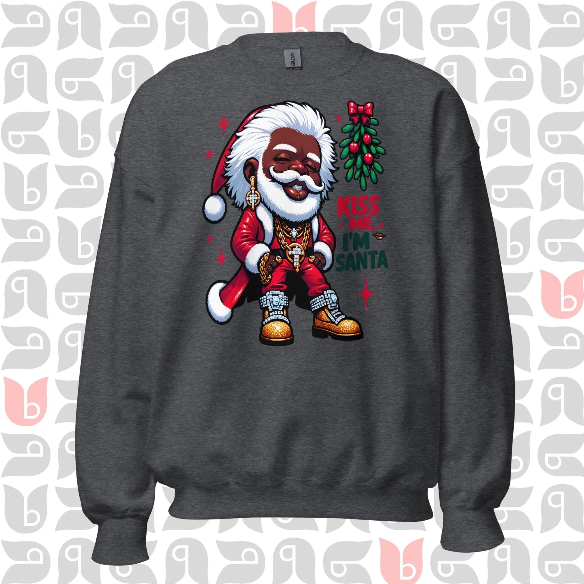 Pimp Style Santa Sweatshirt - 'Kiss Me I'm Santa' 🎅🏿💋 | Unisex bukulu