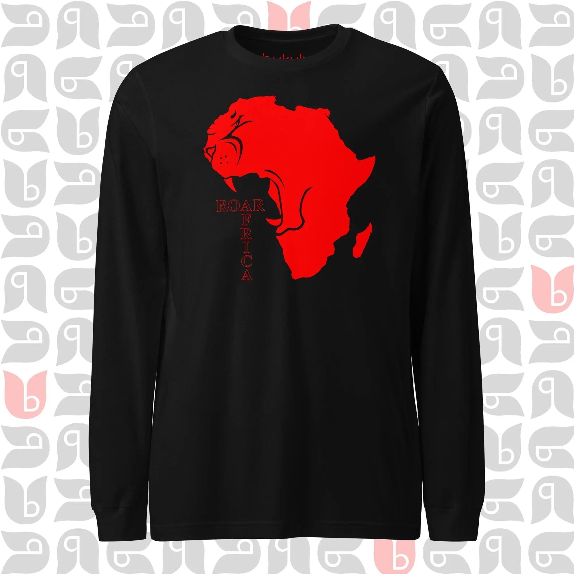 Roar Africa Tee, Roaring Lion Inside Africa Map in Long Sleeve | Unisex bukulu