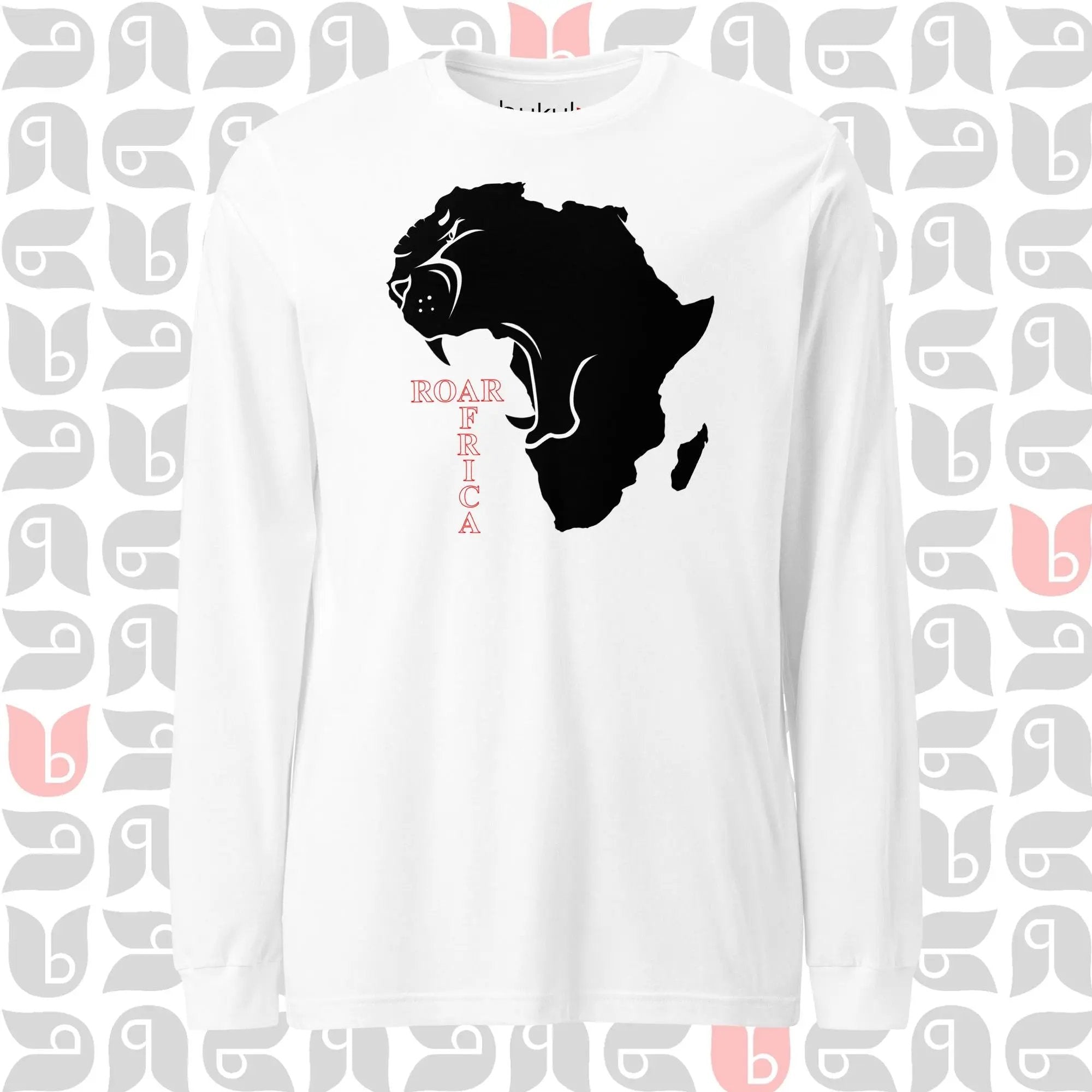 Roar Africa Tee, Roaring Lion Inside Africa Map in Long Sleeve | Unisex bukulu