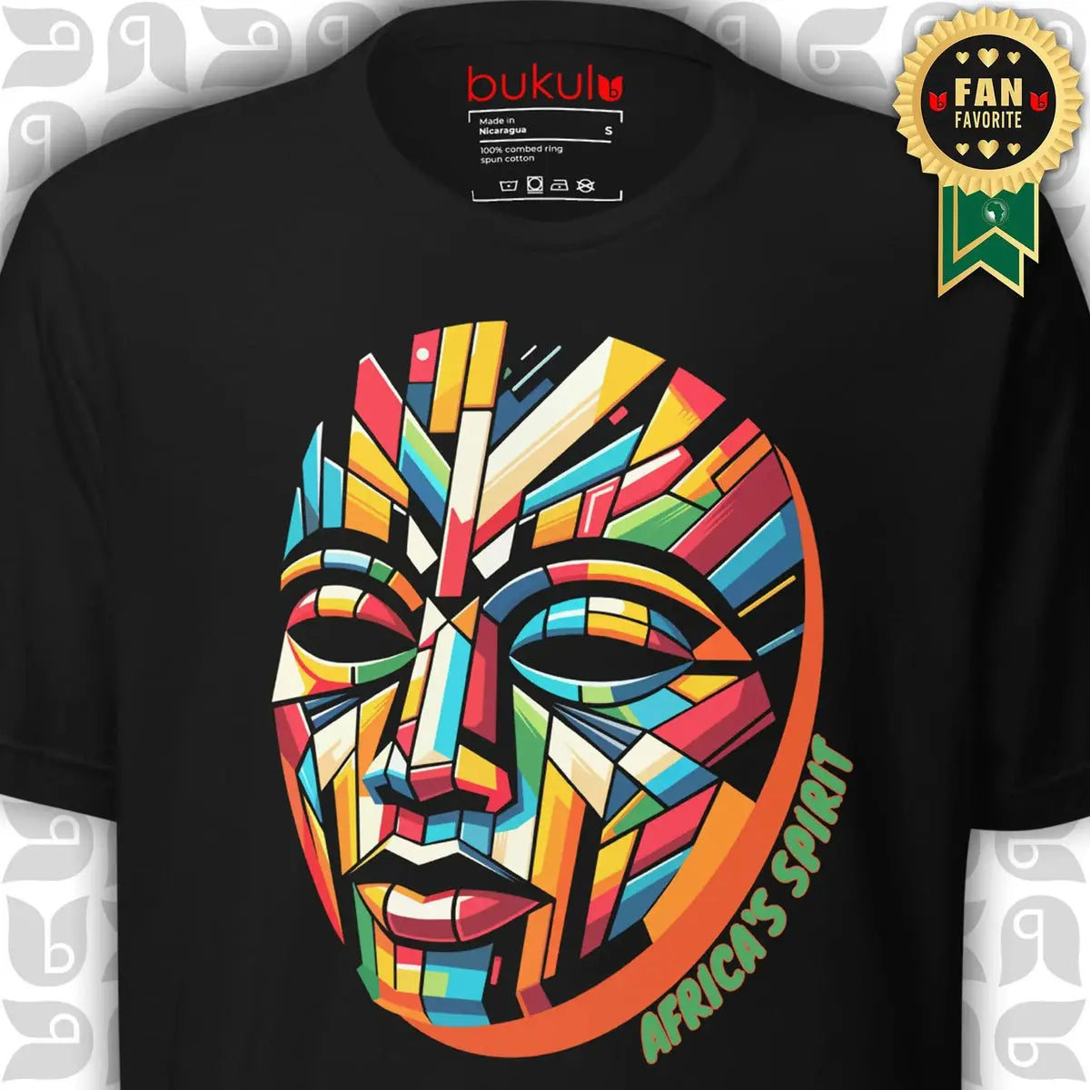 African Mask T-shirt Afrocentric graphic tee from Bukulu