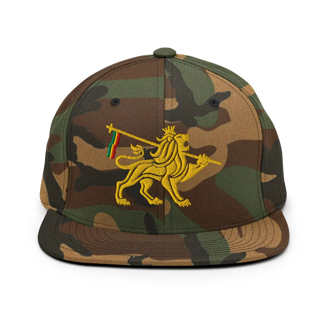 Lion of Judah gold embroidered snapback hat for Rasta inspired streetwear