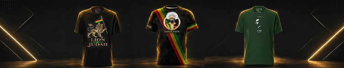 Bukulu Rasta Clothing & Lifestyle Wear collection - Lion of Judah and Haile Selassie t-shirt designs