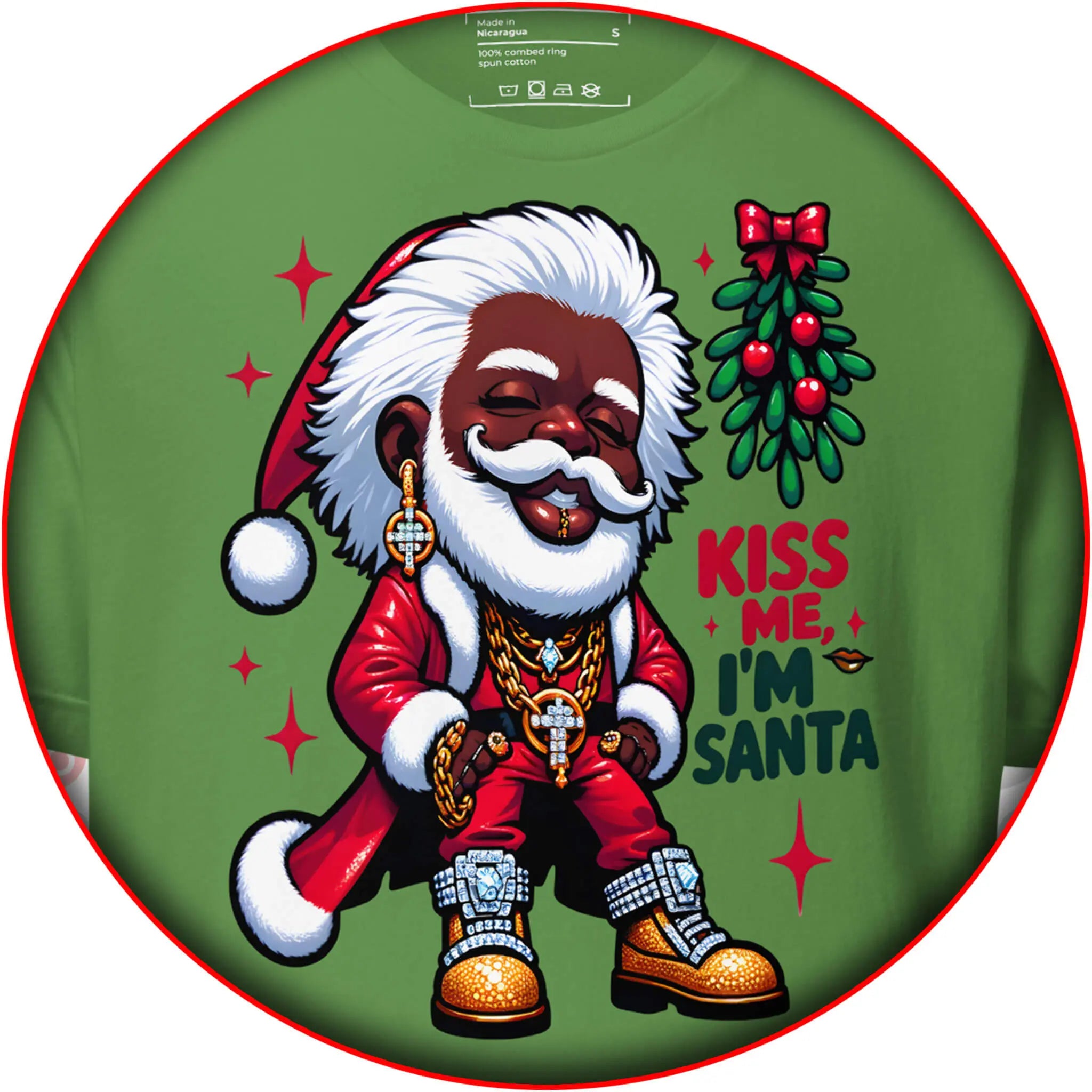 Christmas designs featuring Black Santa and Rasta-themed holiday vibes
