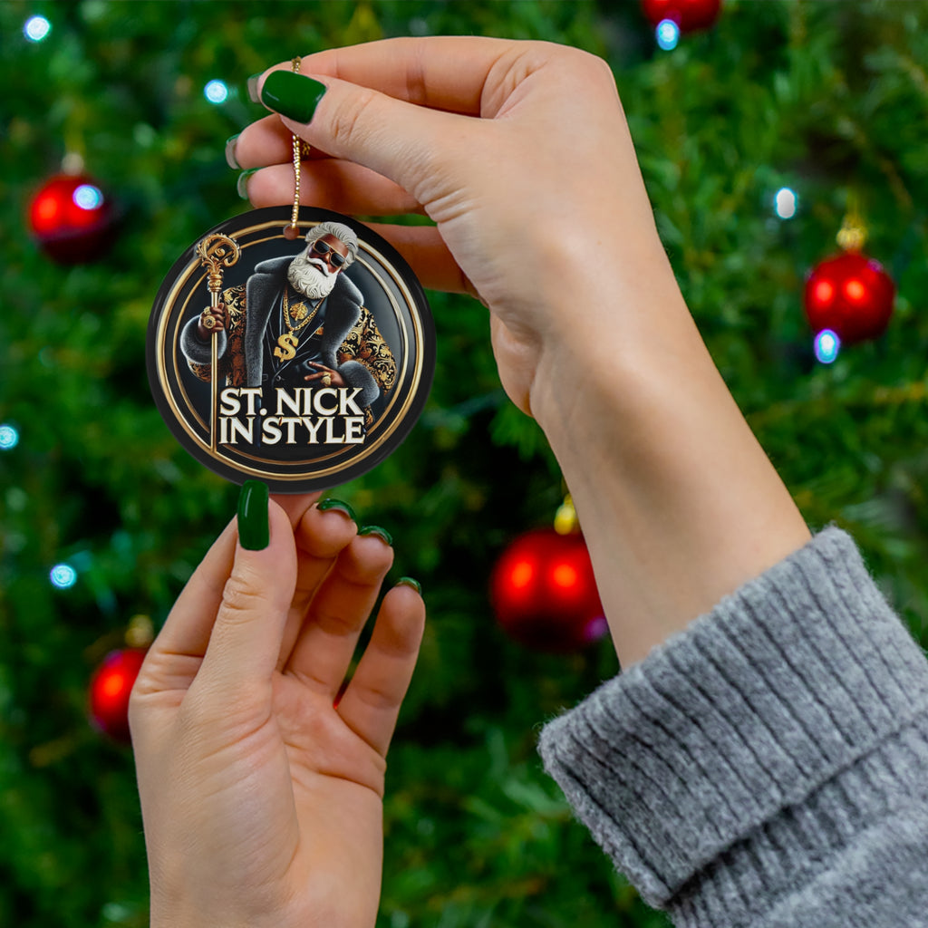 Ceramic Ornament - St Nick In Style Christmas Tree Decor | PRINTED DESIGN