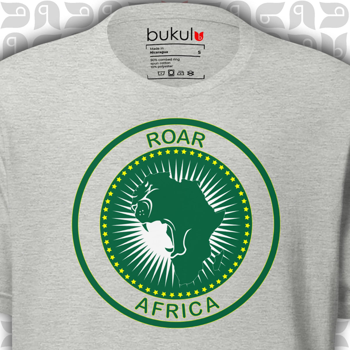 African Union Flag T-Shirt with Roaring African lion inside Africa map | Unisex