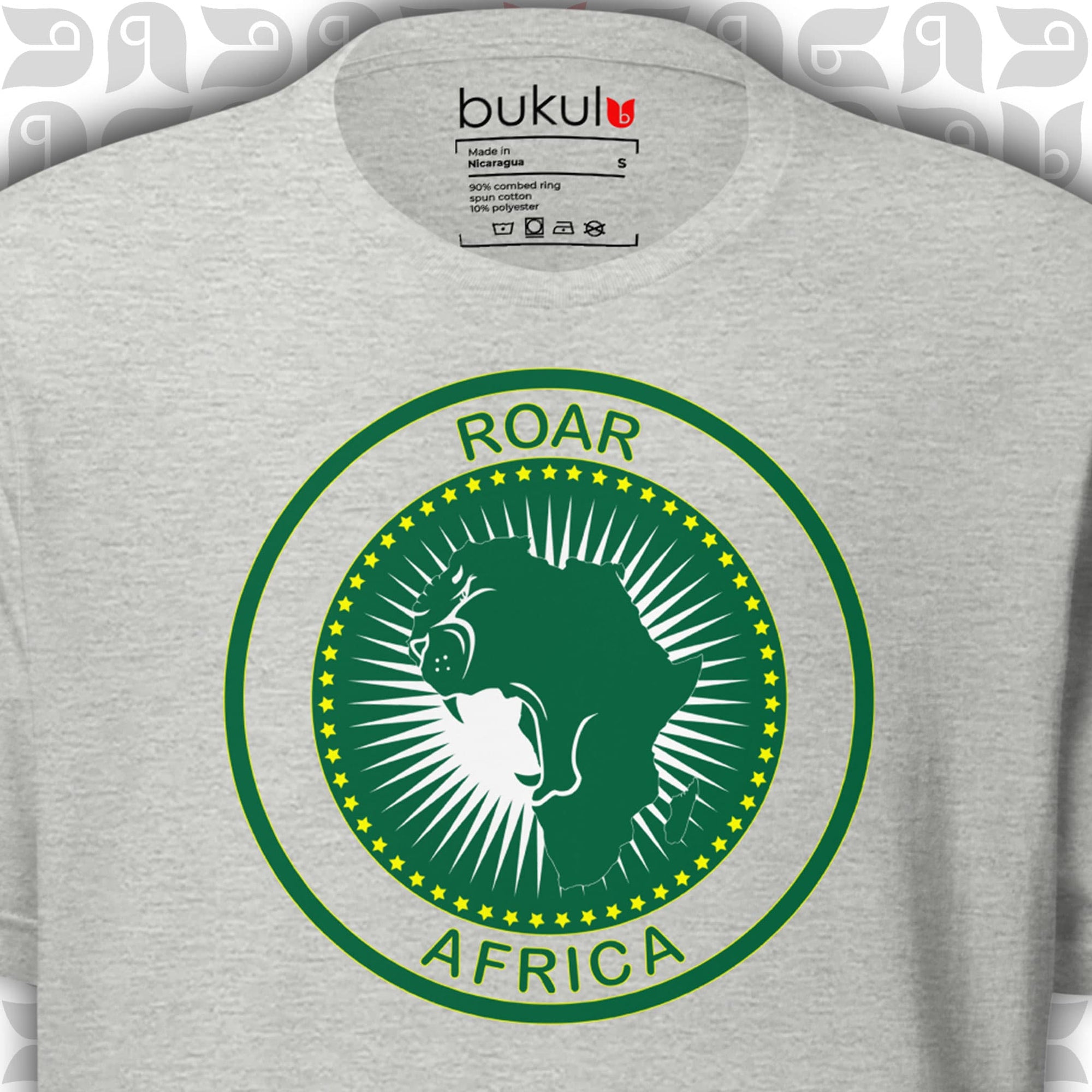 African Union Flag T-Shirt with Roaring African lion inside Africa map | Unisex