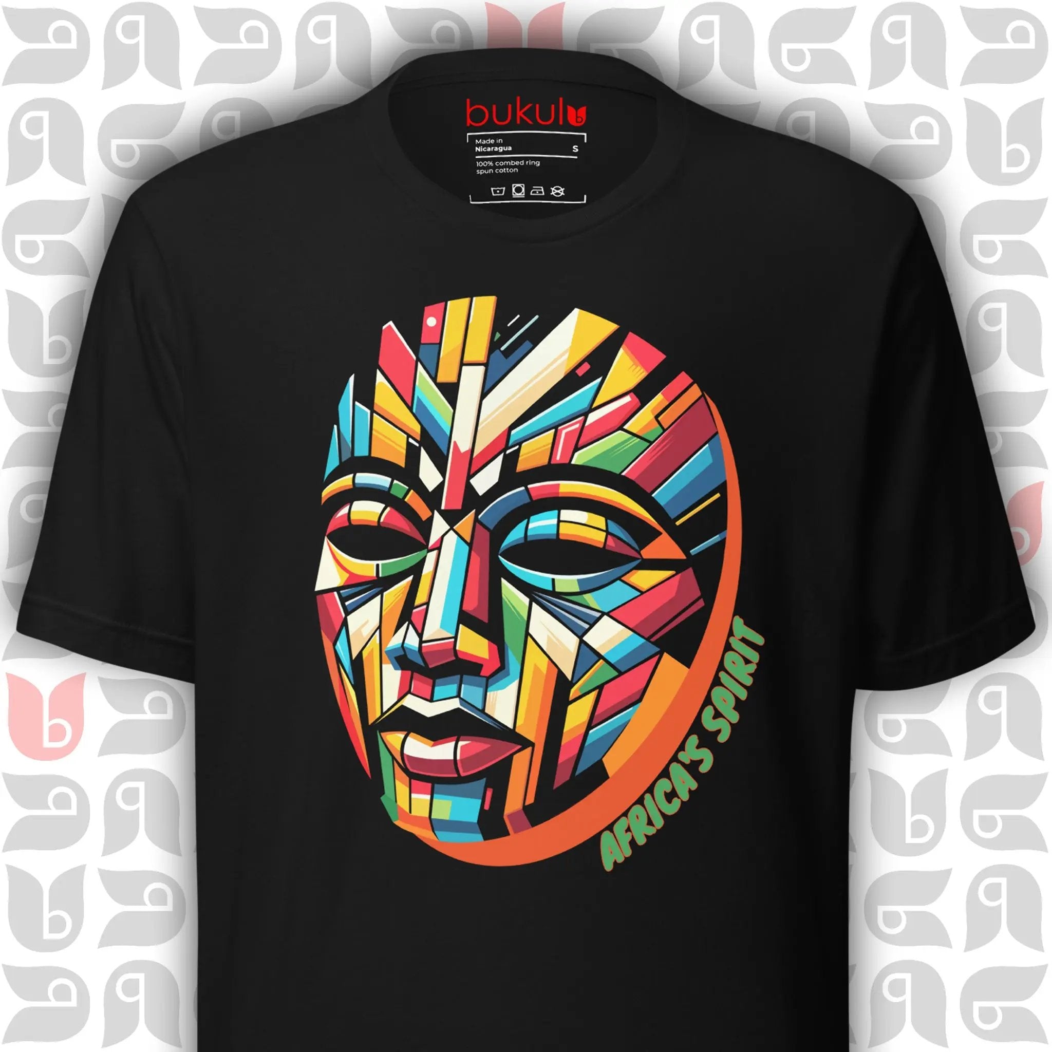 African Mask T-Shirt, Vibrant Africa's Spirit Design | Unisex bukulu
