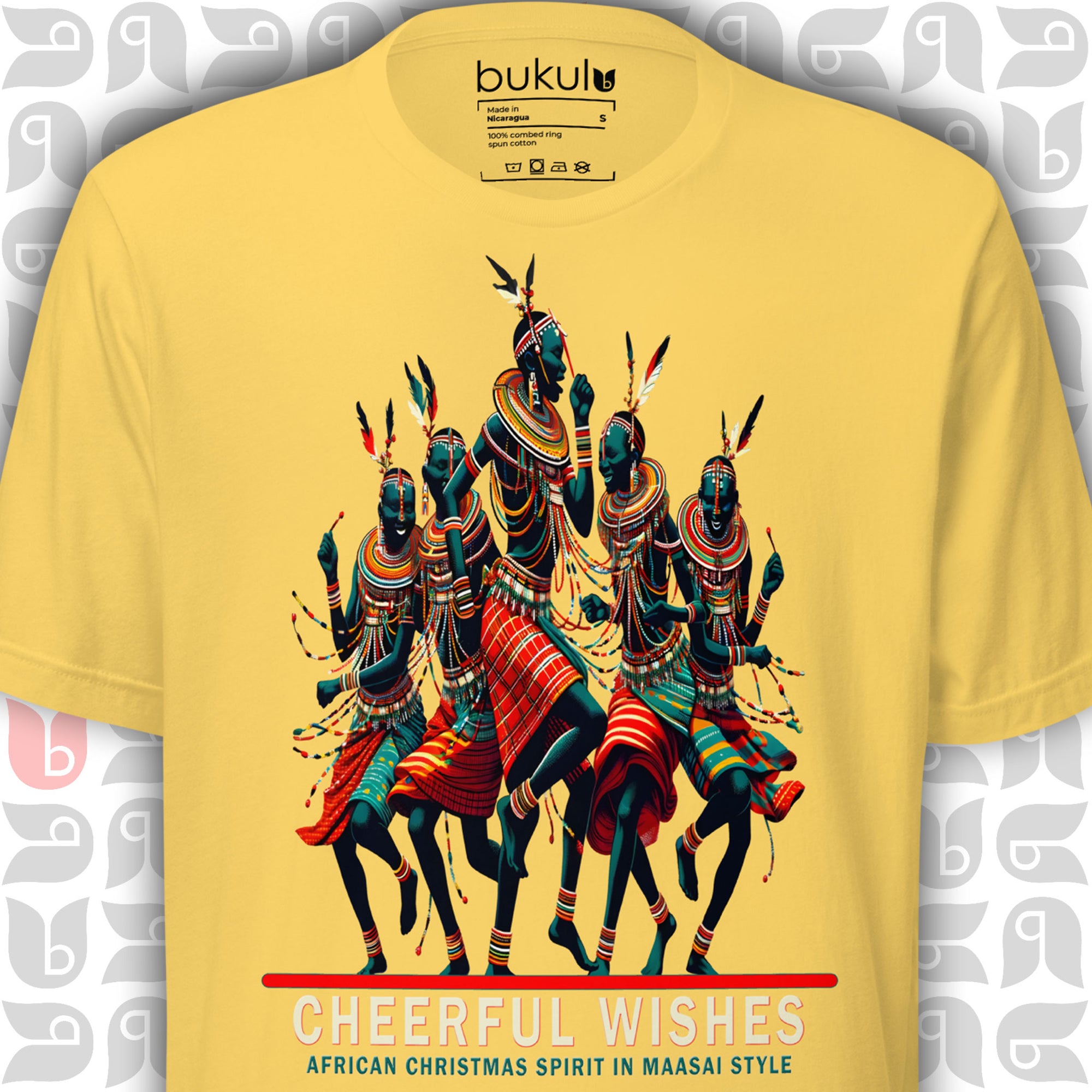 Cheerful Wishes T-Shirt – African Christmas Spirit in Maasai Style