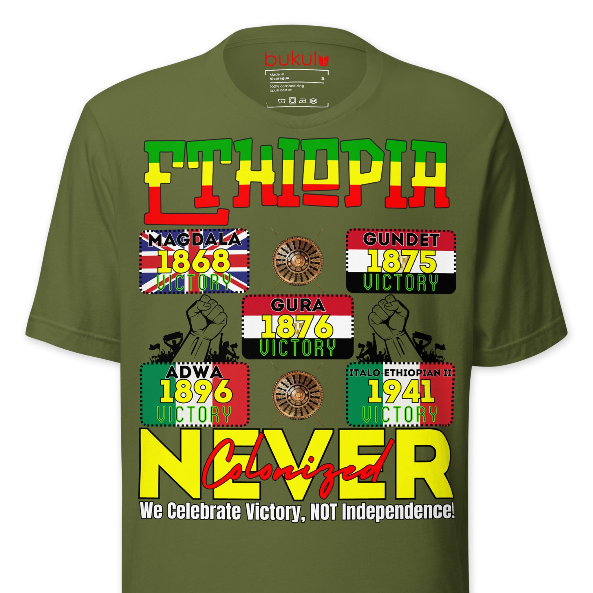Ethiopian Victory T-Shirt - Never Colonized Heritage Tee Bukulu