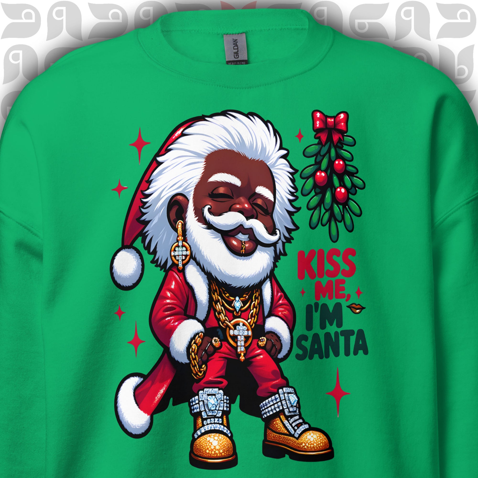 Pimp Style Santa Sweatshirt - 'Kiss Me I'm Santa' 🎅🏿💋 | Unisex