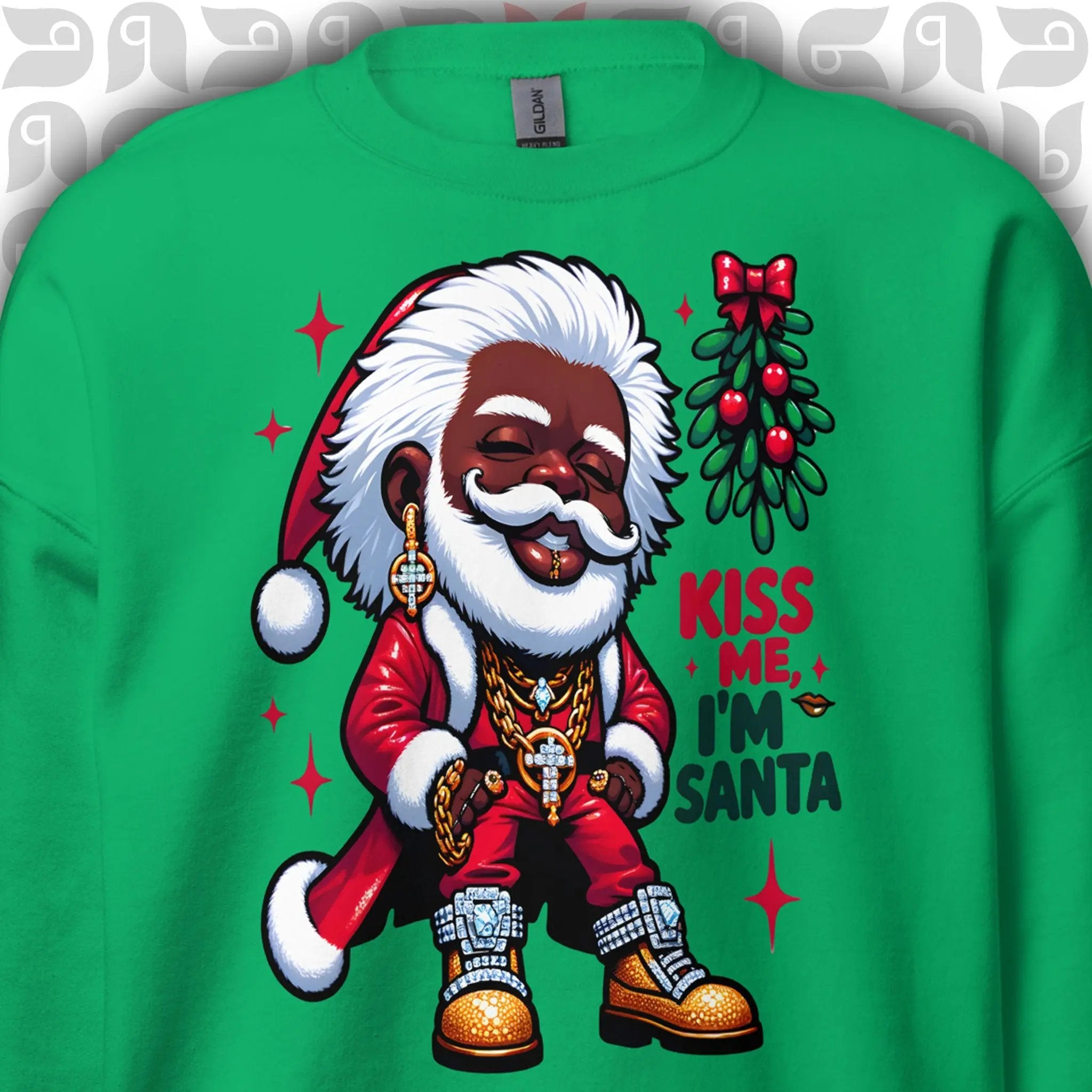 Pimp Style Santa Sweatshirt - 'Kiss Me I'm Santa' 🎅🏿💋 | Unisex bukulu