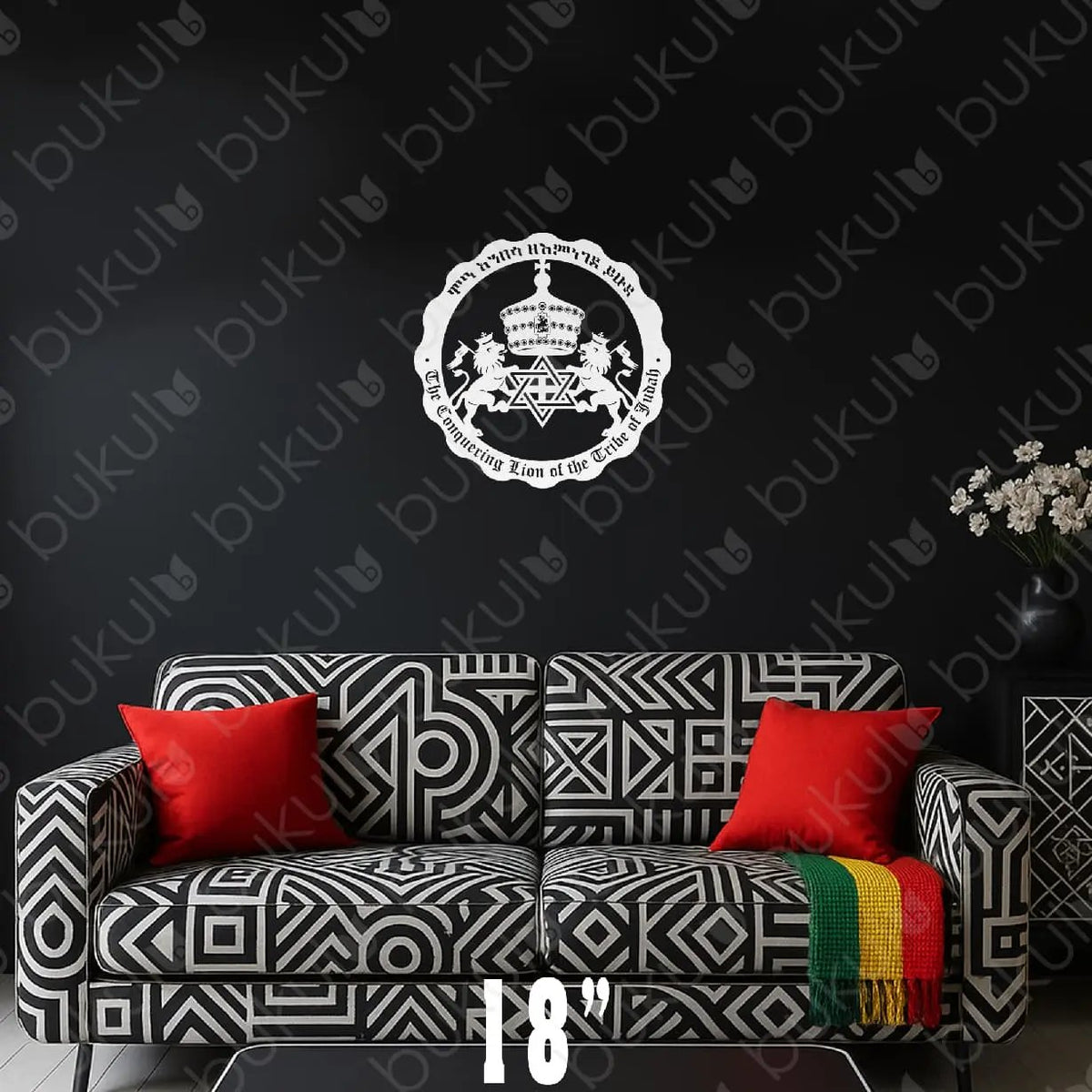 Lion of Judah Rasta Emblem Metal Sign with Haile Selassie crown