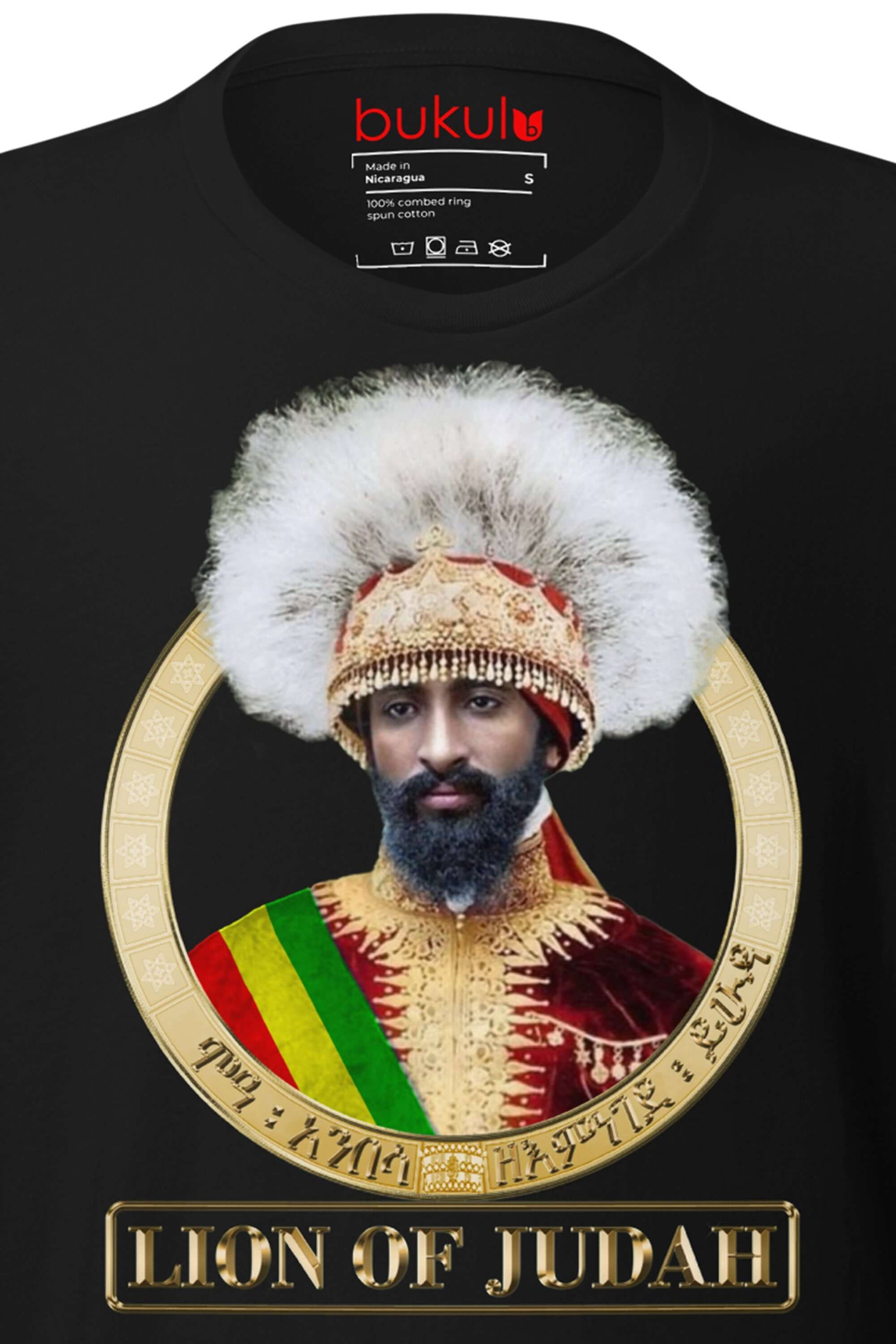Unisex Lion of Judah T-Shirt from Bukulu - iconic Rastafari emblem for all.