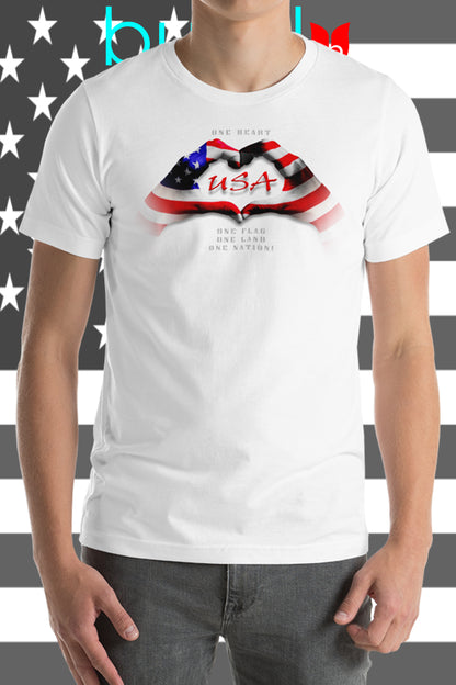 Hands Heart USA Flag Shirt | Unisex - bukulu