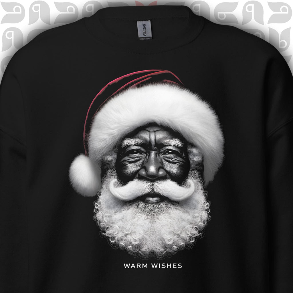 Warm Wishes Black Santa Sweatshirt for Christmas 🎅🏾 | Unisex