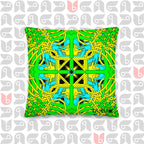 Geometric Premium Pillow with Cushion Included | Yellow, Green, and Turquoise 18"x18"