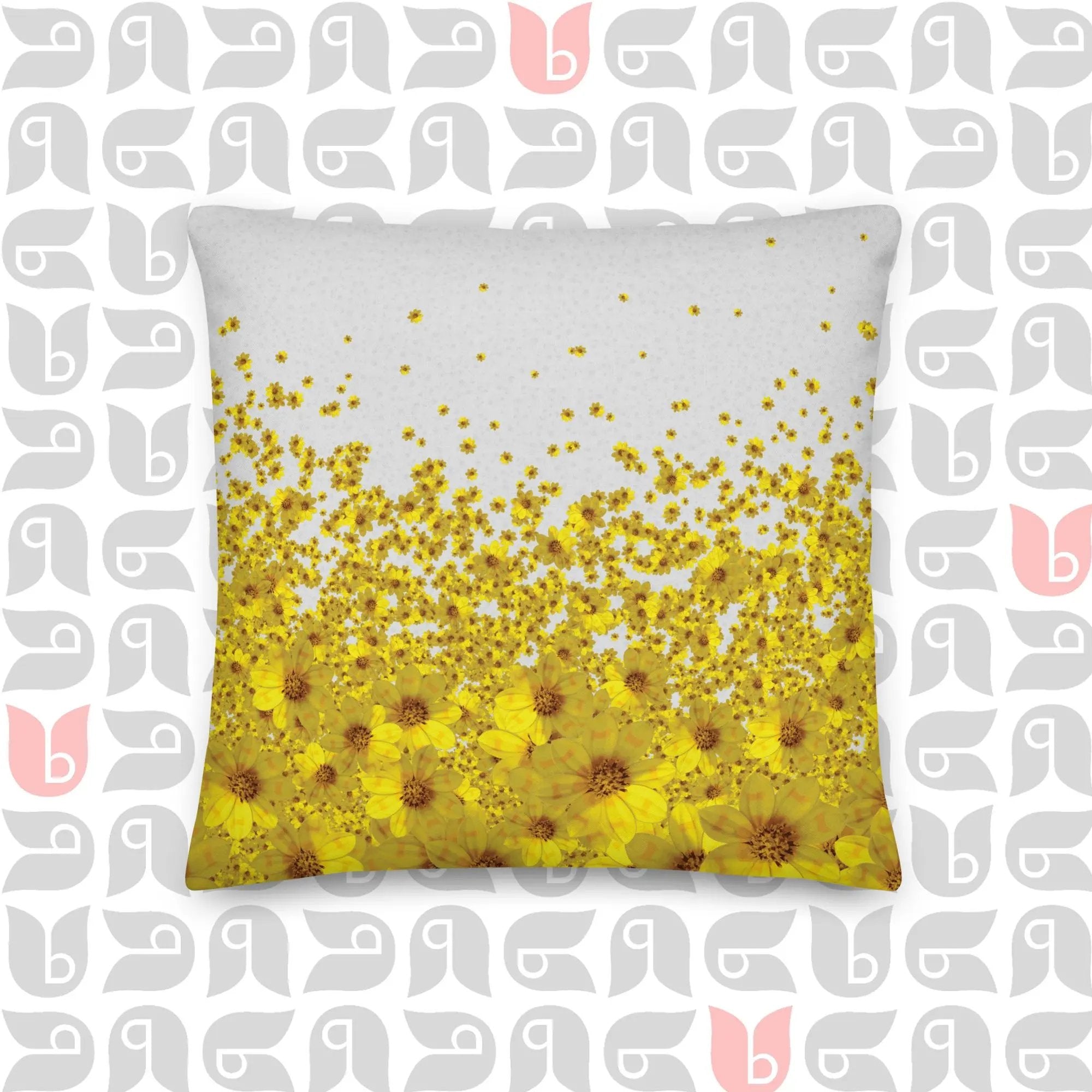 Adey Abeba Double Sided Square Cushion and Cover in Yellow and Grey 18"x18" bukulu