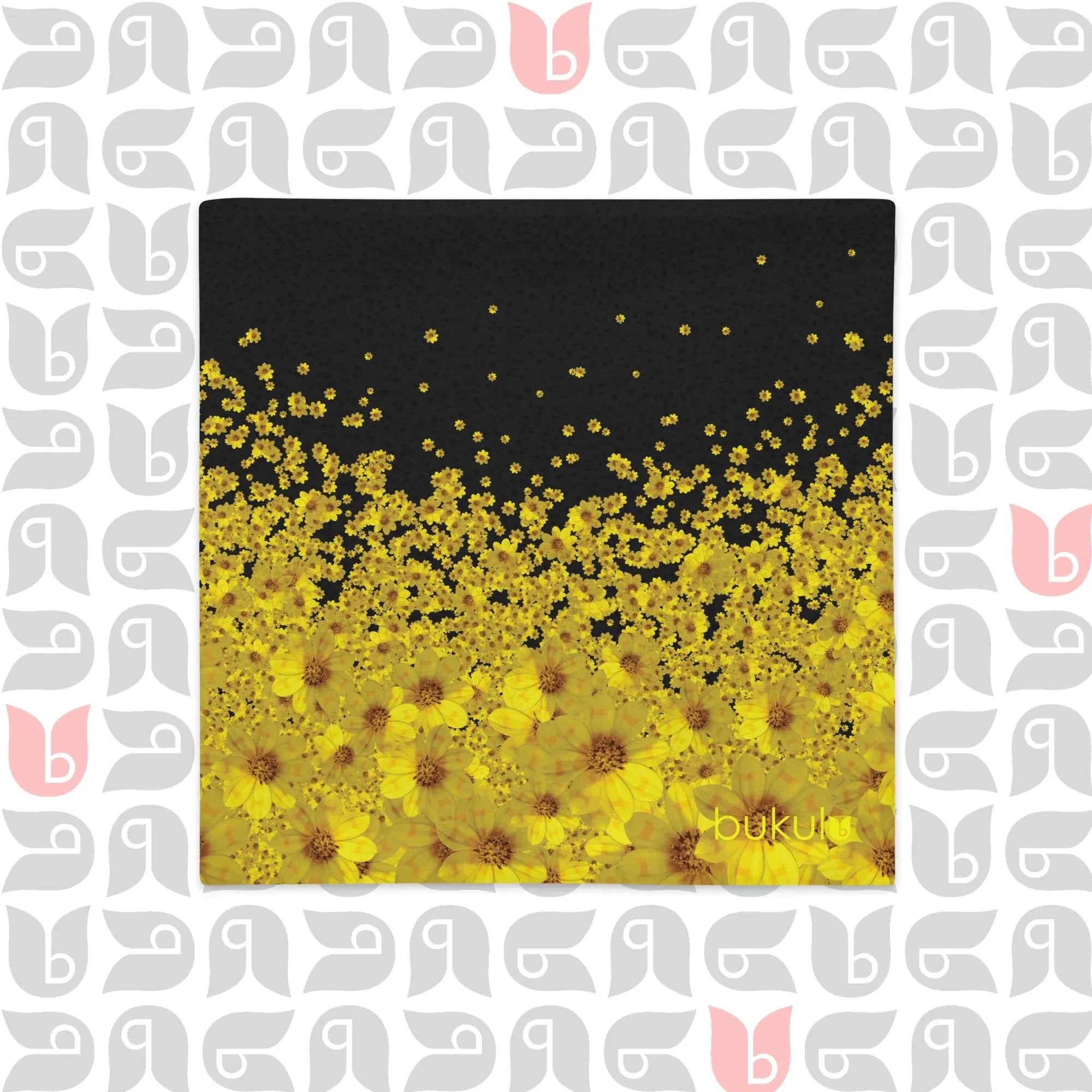 Floral Pillow Cover in Adey Abeba Double Sided Square Cover Yellow and Black 18"x18" bukulu