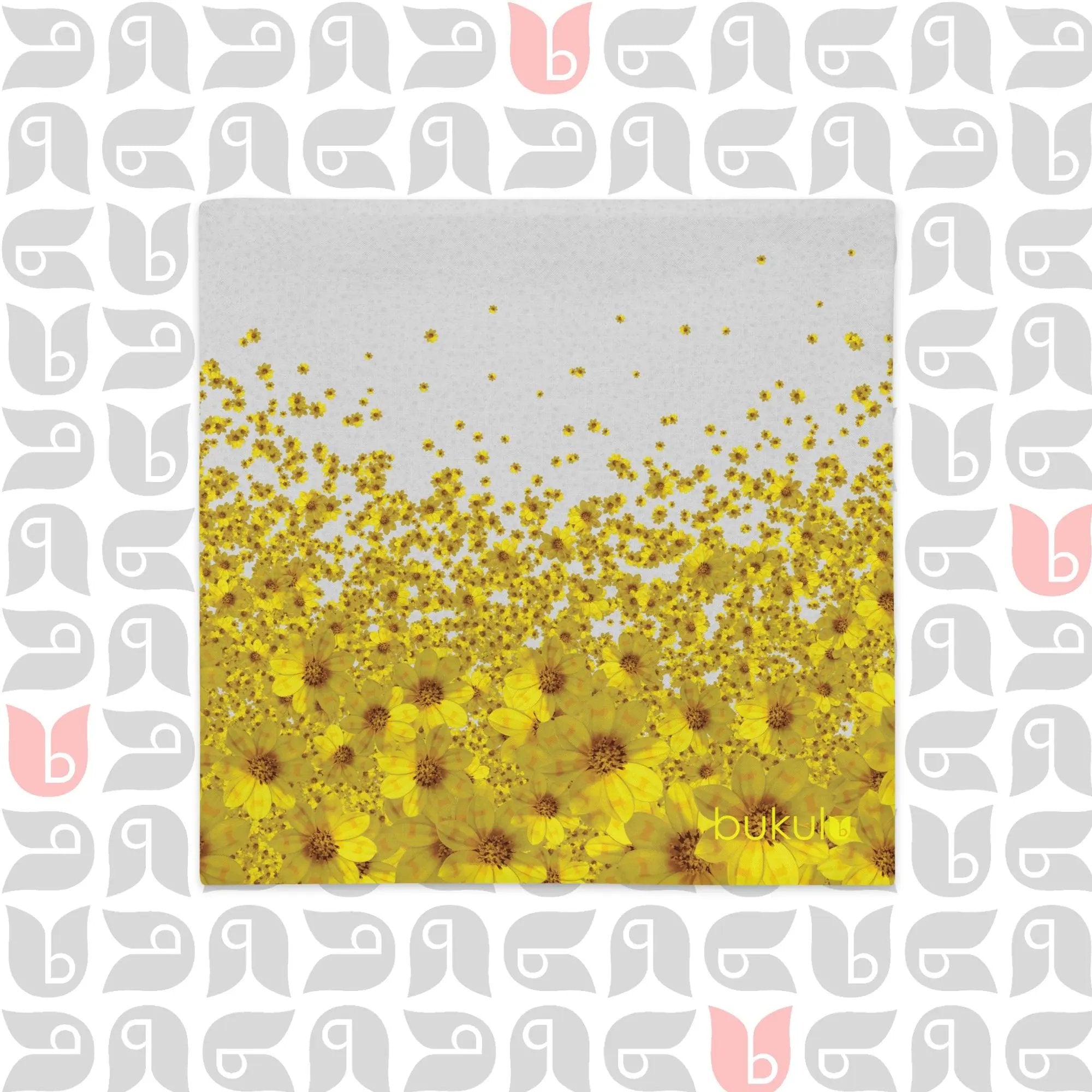 Floral Cushion Cover Double Sided Square in Yellow & Grey 18"x18" bukulu