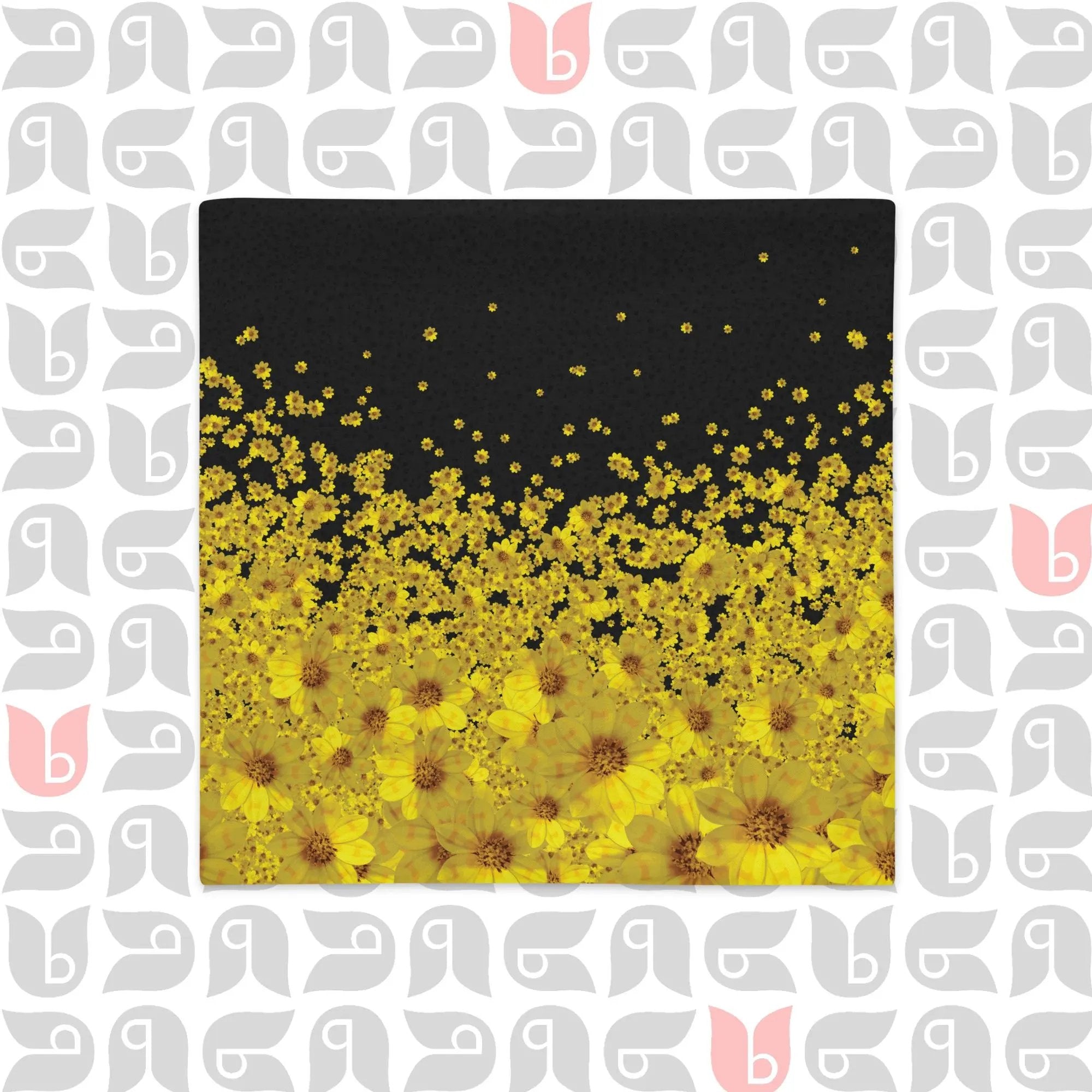 Floral Pillow Cover in Adey Abeba Double Sided Square Cover Yellow and Black 18"x18" bukulu