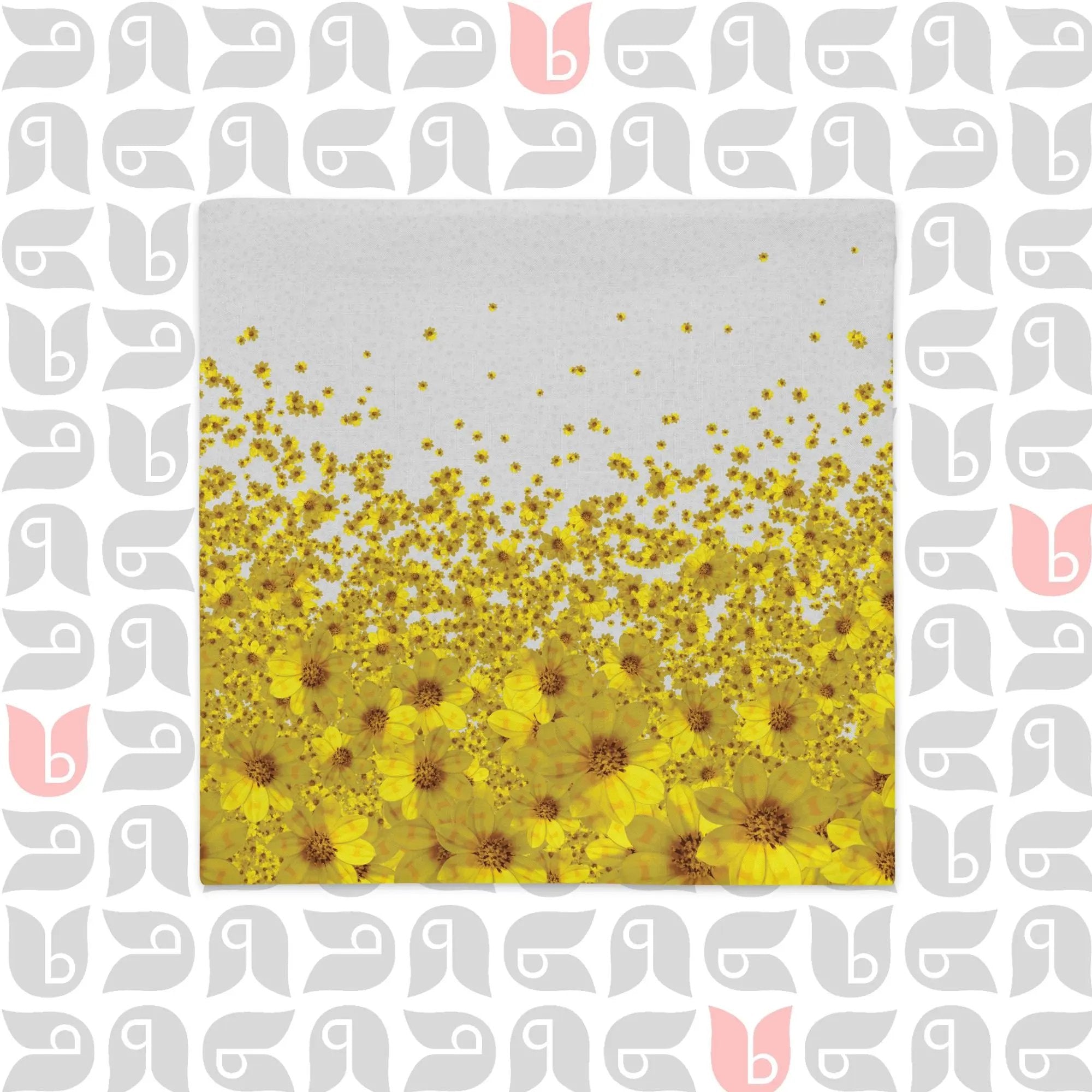 Floral Cushion Cover Double Sided Square in Yellow & Grey 18"x18" bukulu