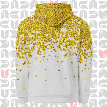 Floral Hoodie Adey Abeba Flower in Grey & Yellow | Unisex