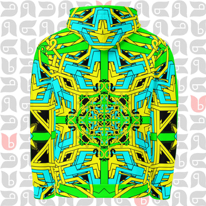 Geometric Hoodie in Yellow Green Turquoise Unisex