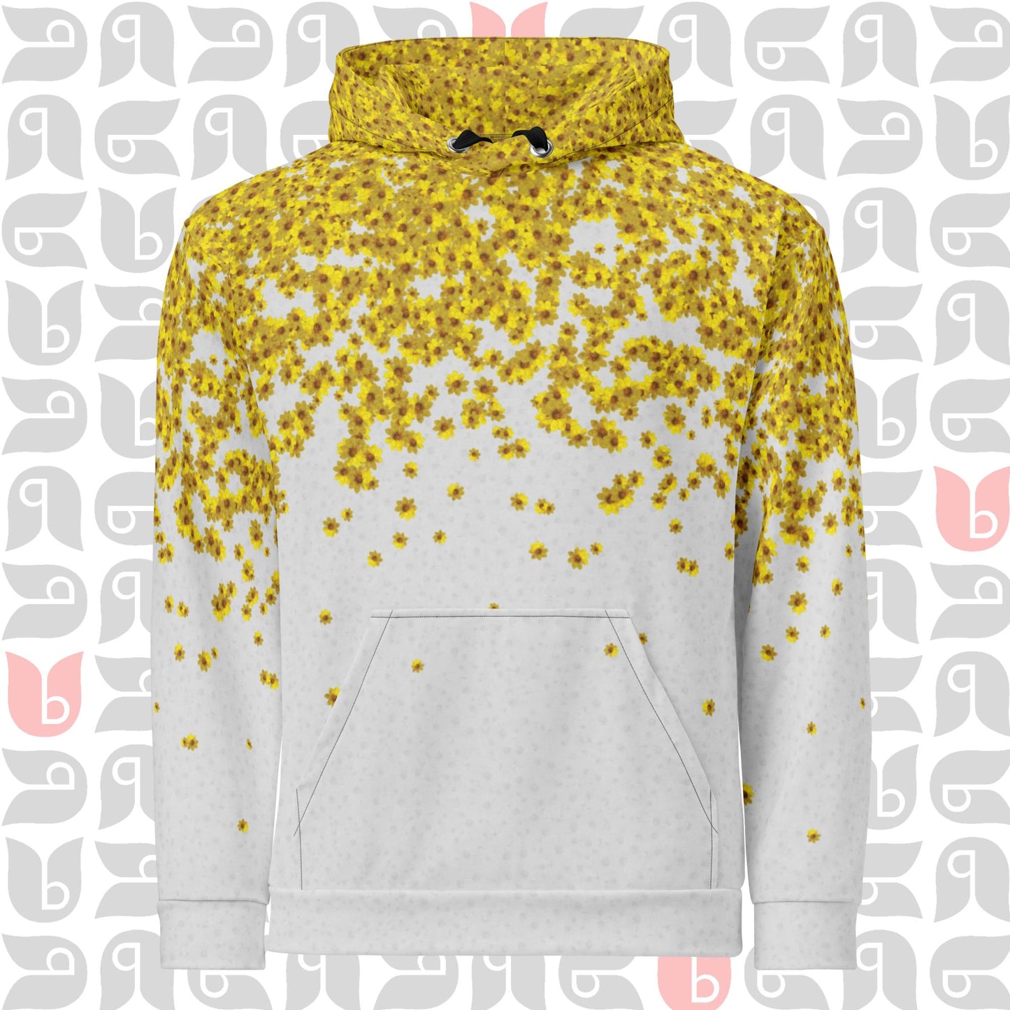 Floral Hoodie Adey Abeba Flower in Grey & Yellow | Unisex