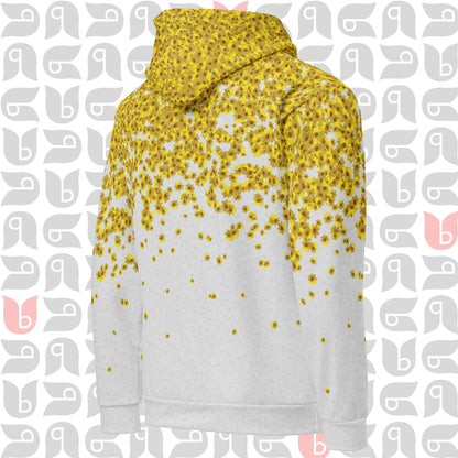 Floral Hoodie Adey Abeba Flower in Grey & Yellow | Unisex