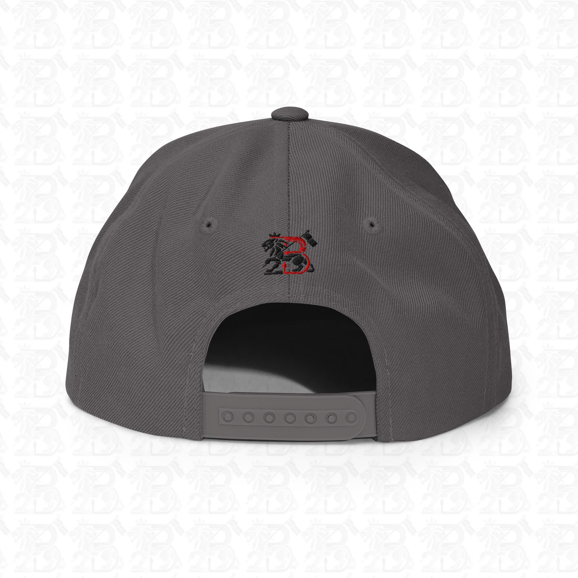 Lion of Judah Emblem Black Embroidered Snapback Hat, dark grey back view