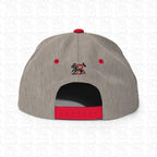 Lion of Judah Emblem Black Embroidered Snapback Hat, heather grey red back view