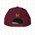 Lion of Judah Emblem Gold Embroidered Snapback Hat, maroon back view