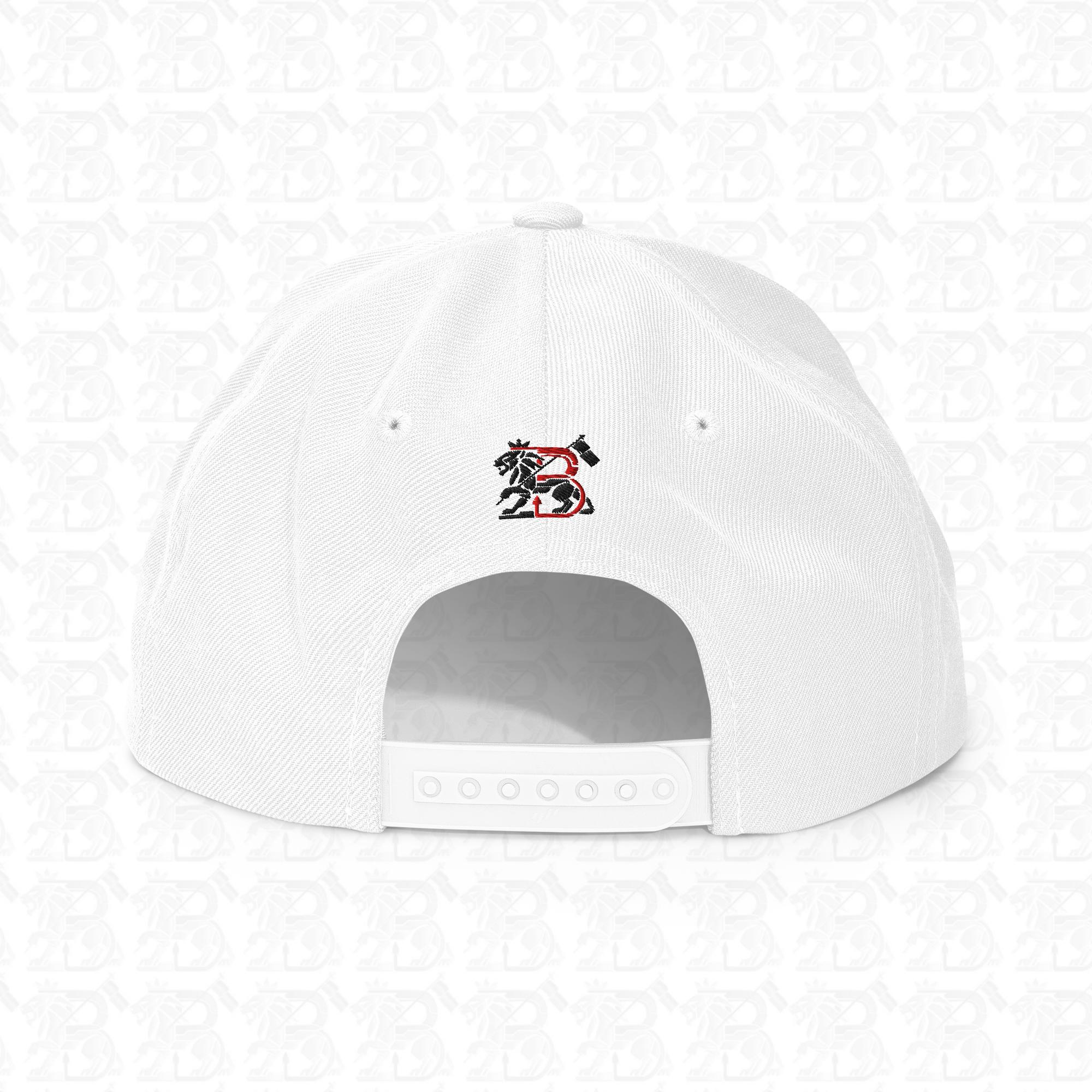 Lion of Judah Emblem Black Embroidered Snapback Hat, white back view