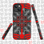 Geometric Tough Case for iPhone® in Grey-Red-Black | Stylish Protection for Your Phone 📱