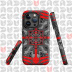 Geometric Tough Case for iPhone® in Grey-Red-Black | Stylish Protection for Your Phone 📱