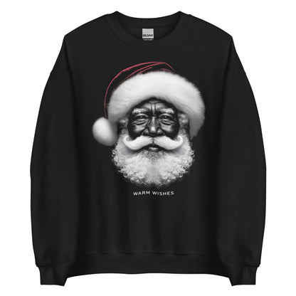 Black Santa Sweatshirt for Christmas, Featuring African American Santa Claus Design, Ideal Christmas Present for Him or Her - bukulu