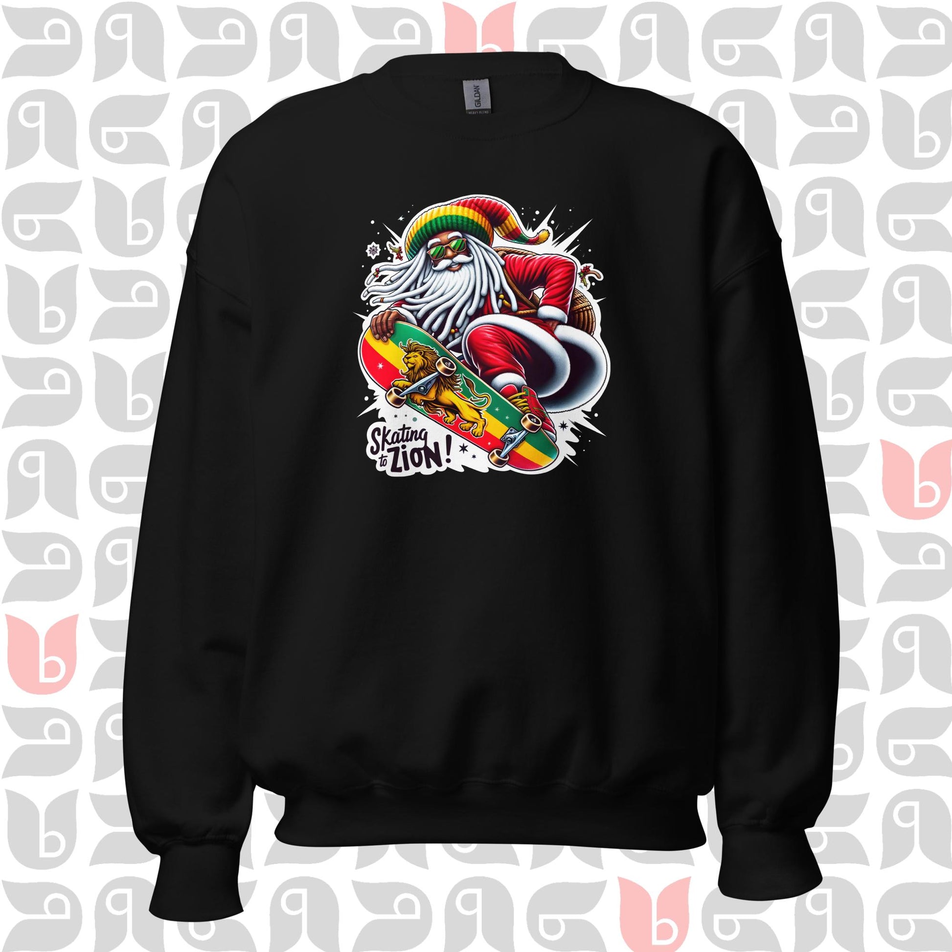 Rasta Santa Sweatshirt, Skating to Zion Adventure, Unisex, Holiday Design