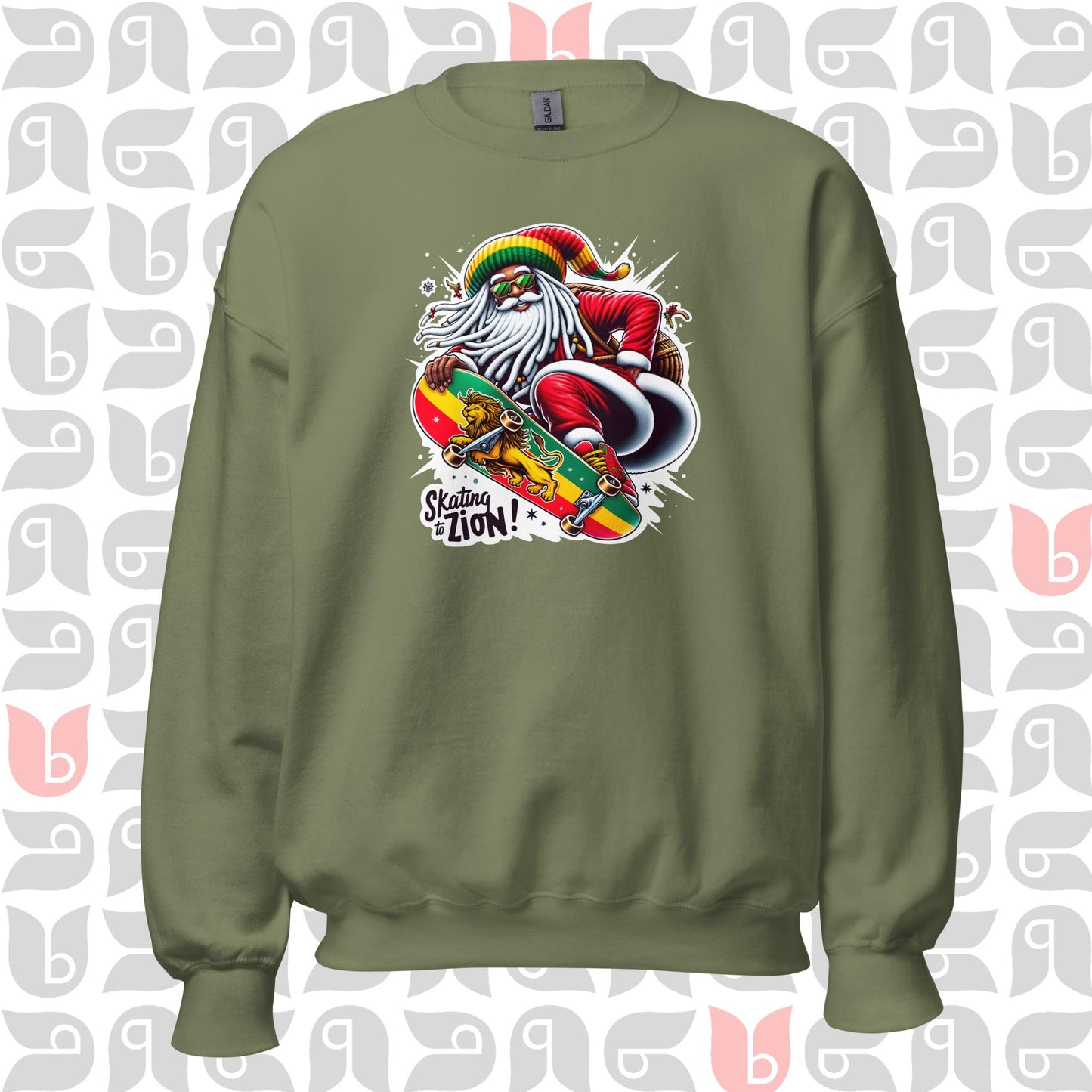 Rasta Santa Sweatshirt, Skating to Zion Adventure Sweatshirt | Unisex