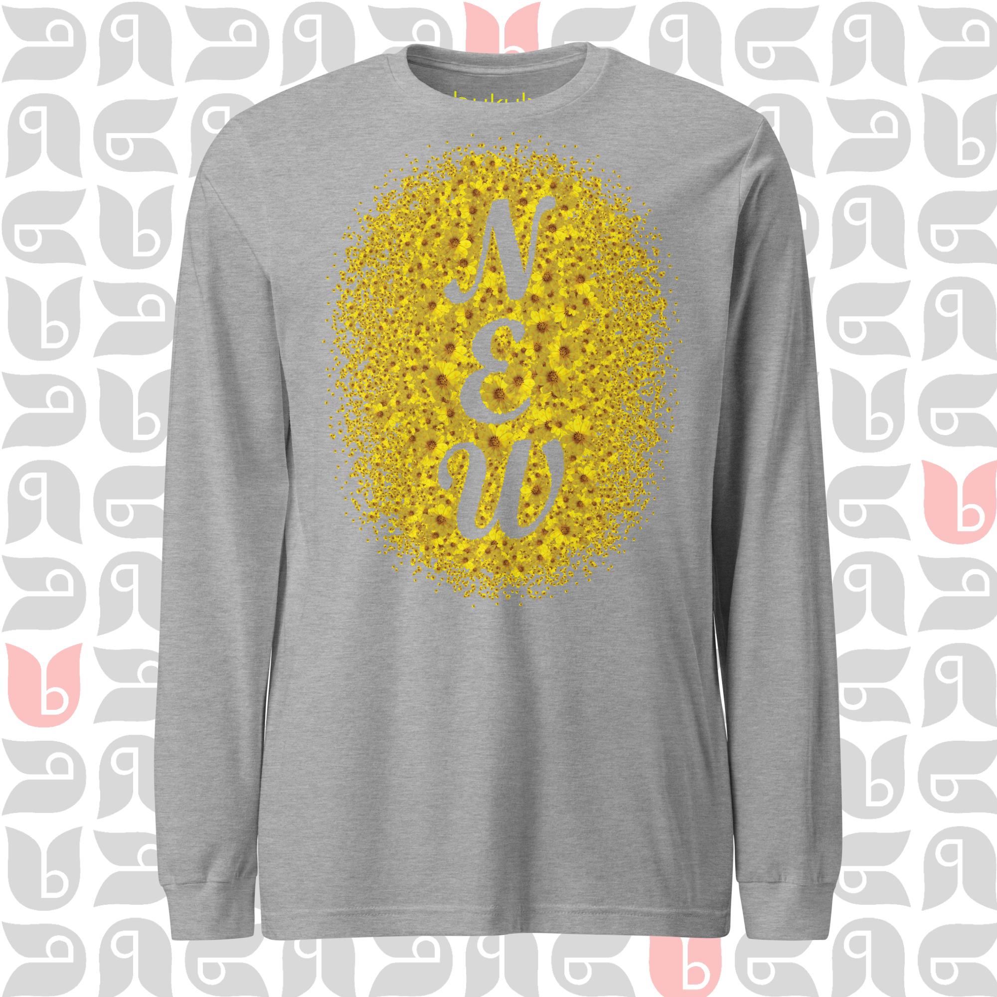 NEW Yellow Floral Tshirt for New Mom, New Dad, New Job, Long Sleeve Tee | Unisex - WHITE