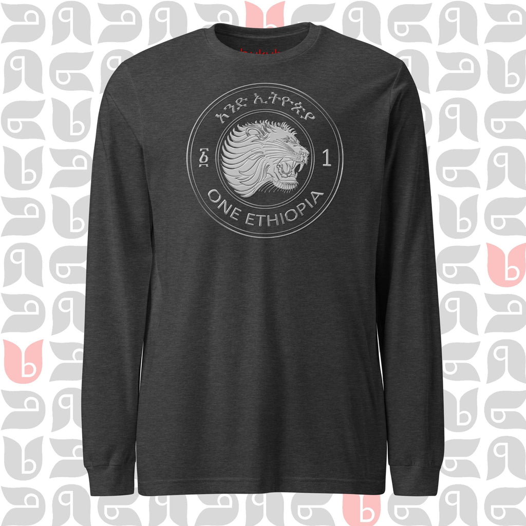 Ethiopian Coin Long Sleeve Tee - Cultural & Comfort (PRINTED) | Unisex | Bukulu