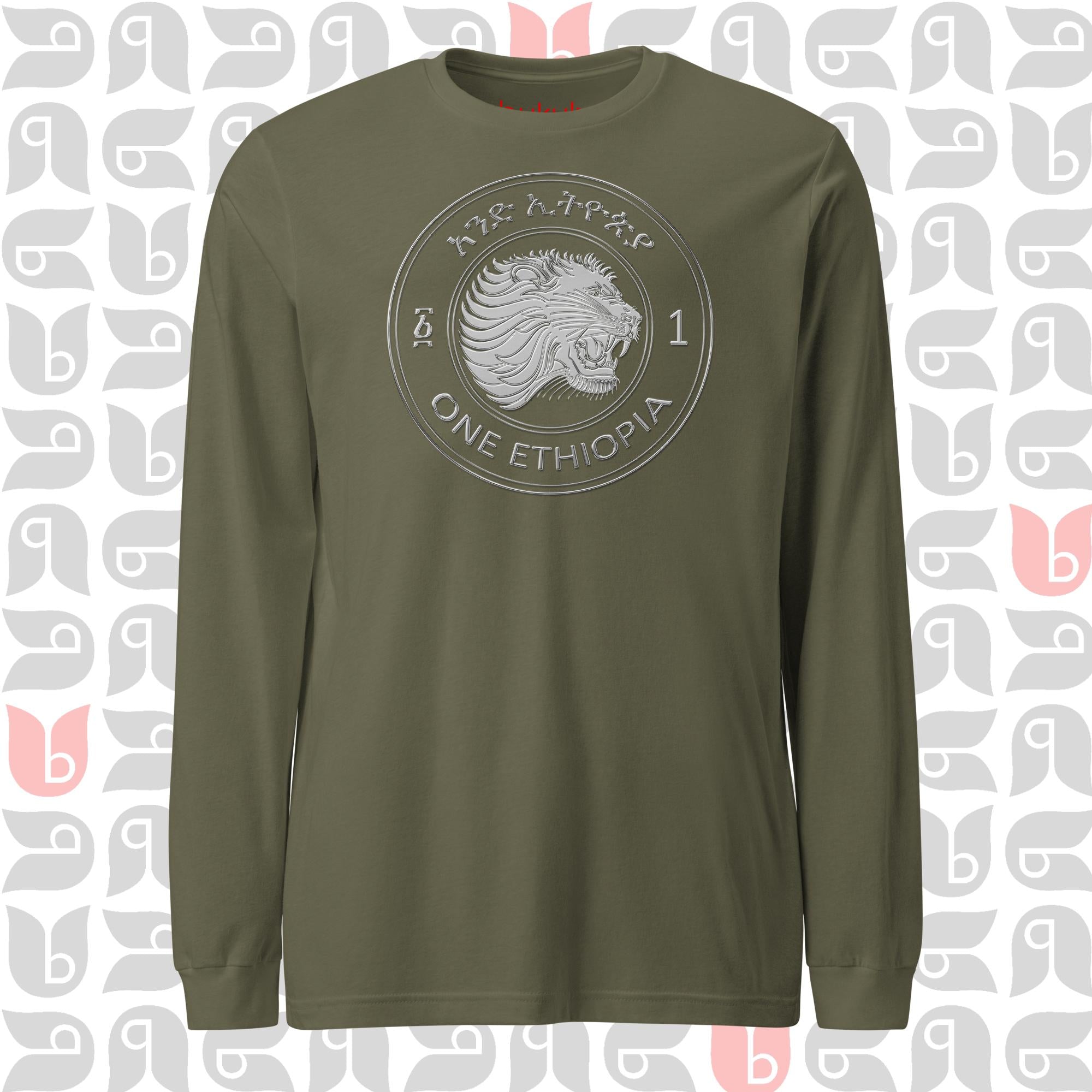 Ethiopian Coin Long Sleeve Tee - Cultural & Comfort (PRINTED) | Unisex | Bukulu