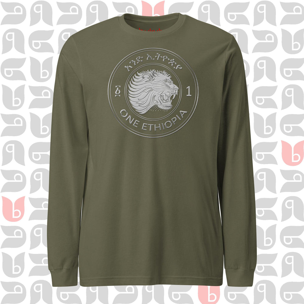 Ethiopian Coin Long Sleeve Tee - Cultural & Comfort (PRINTED) | Unisex | Bukulu