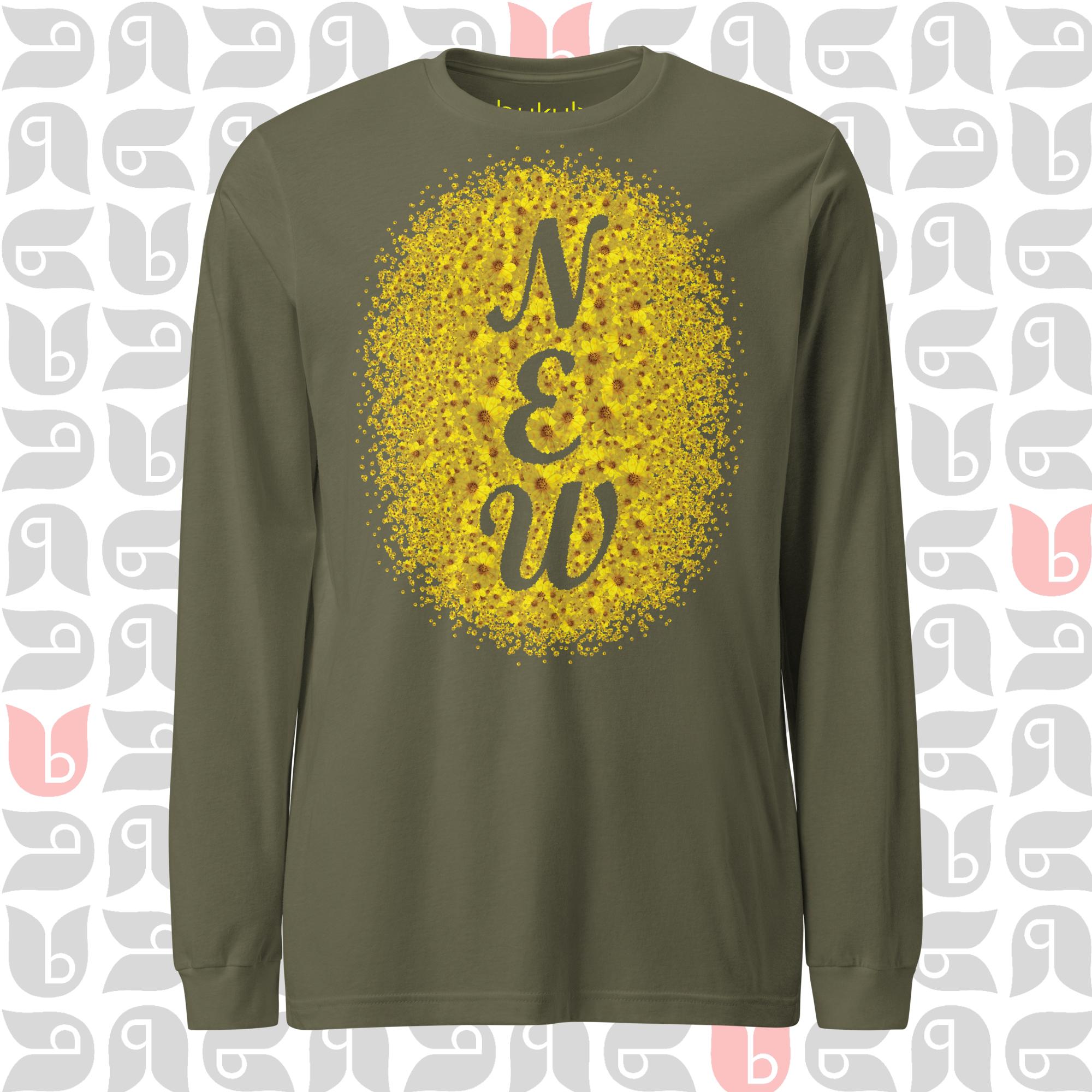 NEW Yellow Floral Tshirt for New Mom, New Dad, New Job, Long Sleeve Tee | Unisex - WHITE