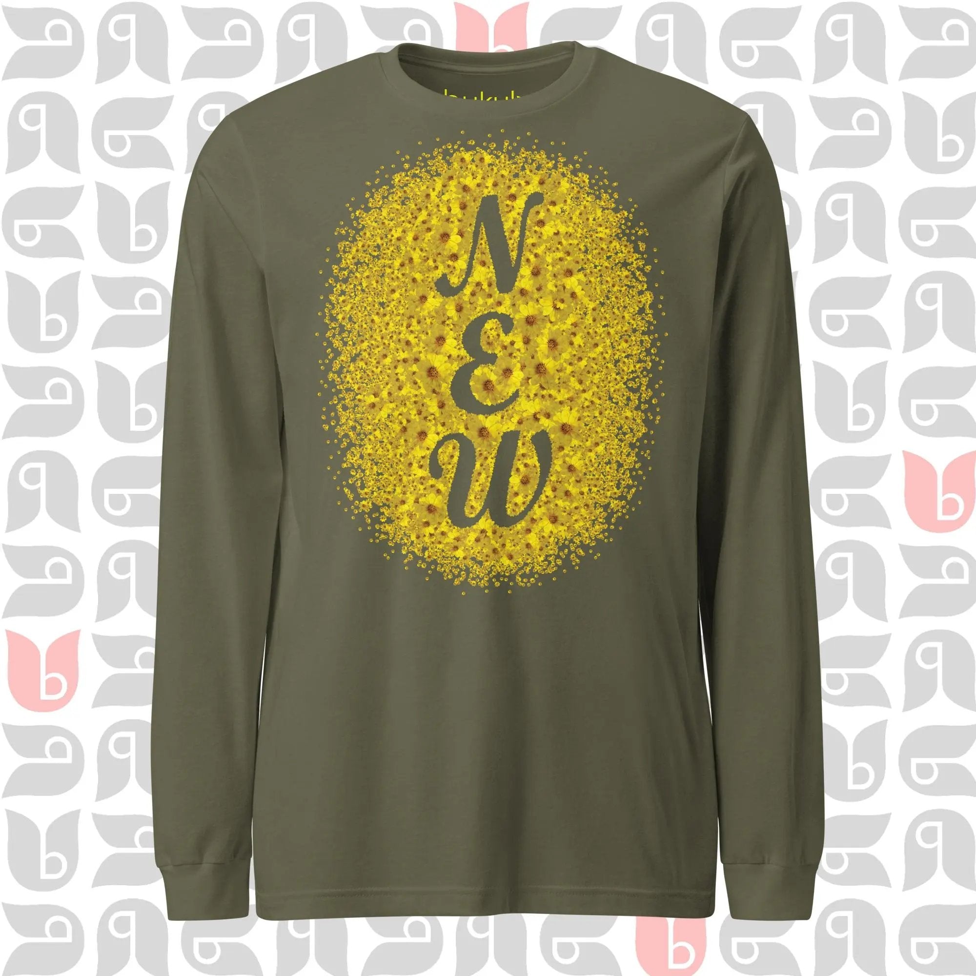 NEW Yellow Floral Tshirt for New Mom, New Dad, New Job, Long Sleeve Tee | Unisex - WHITE bukulu