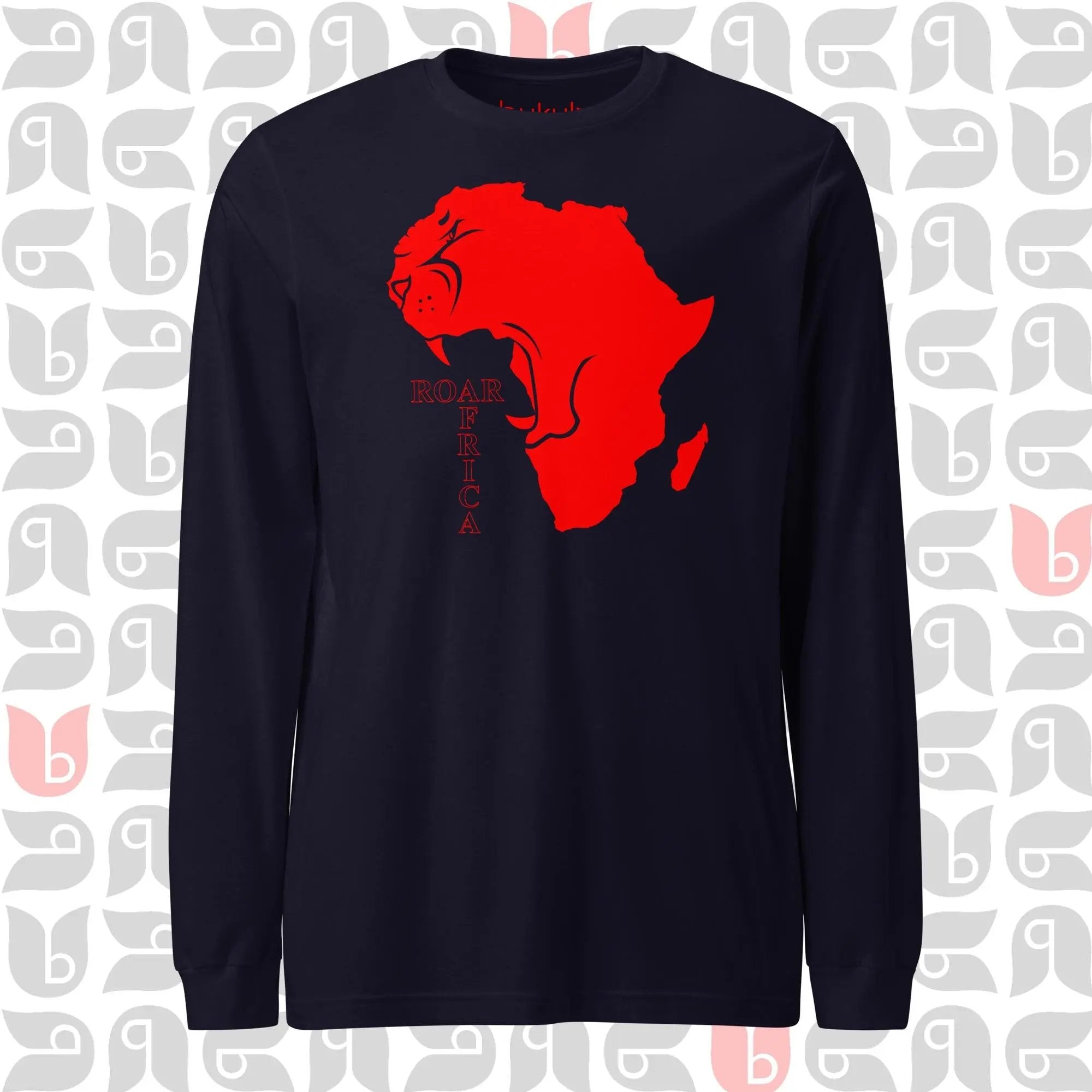 Roar Africa Tee, Roaring Lion Inside Africa Map in Long Sleeve | Unisex bukulu