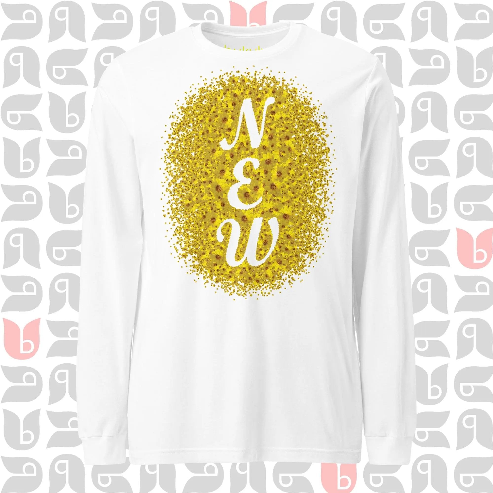 NEW Yellow Floral Tshirt for New Mom, New Dad, New Job, Long Sleeve Tee | Unisex - WHITE bukulu