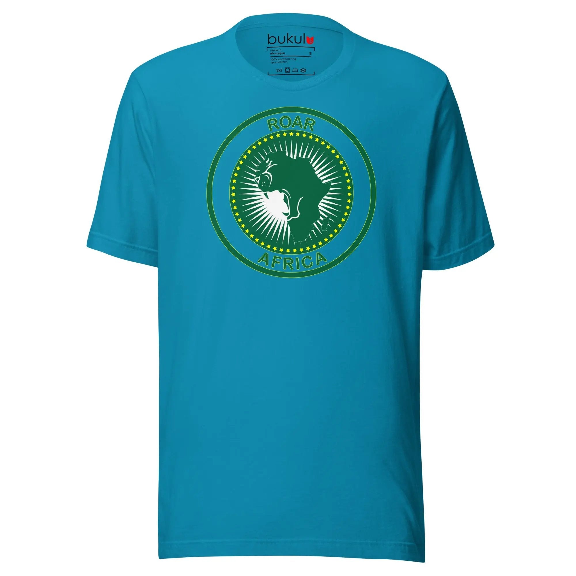 Roar Africa T-Shirt in AU Flag African Shirt, Black History Shirt Roar Lion African Map Tee, Blm Freedom Shirt, Shirt For Activist | Unisex - bukulu
