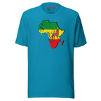 Lion of Judah Flag Rastafari Reggae T-Shirt in aqua